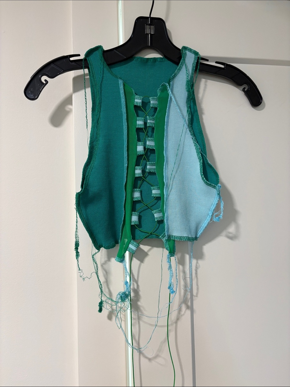 Green Lace-Up Cropped Tank Top NEVER WORN